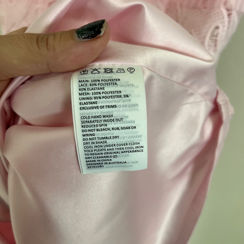 Bardot Francesca Pink Lady Lace Ruffle Pleated Dress Size 6 Party Cocktail - Picture 7 of 9